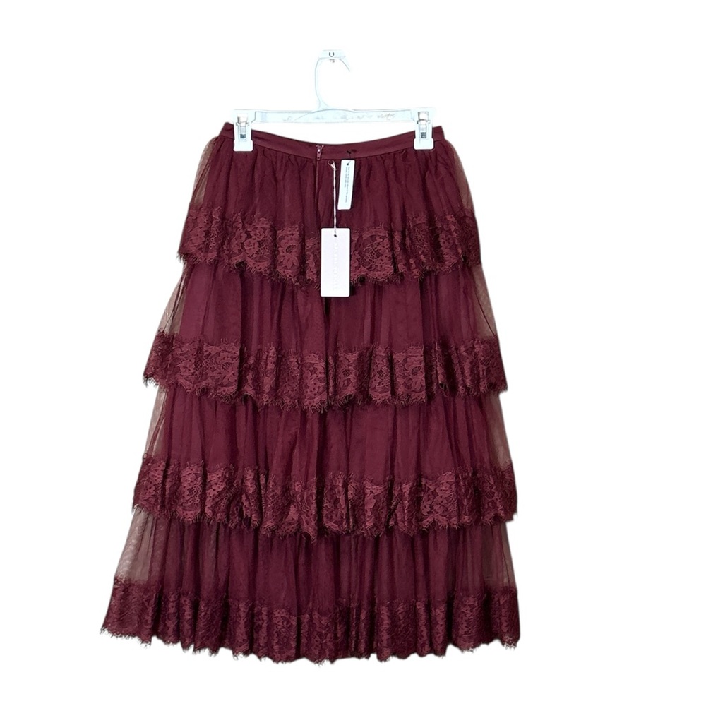 Rachel Parcell Red Grape Tiered Maxi Skirt,size XS